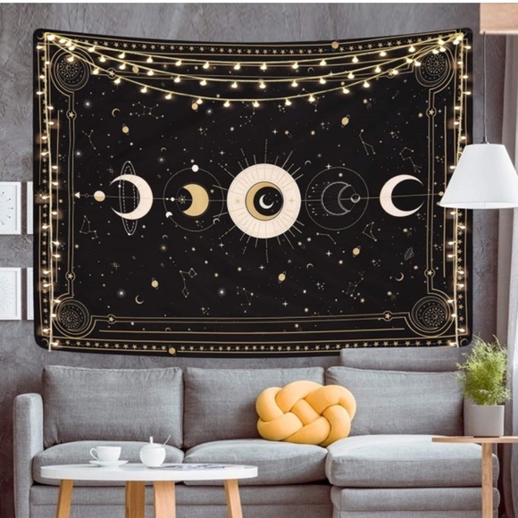 Constellation Moon Phase Solar System Planet Galaxy Retro Art Tapestry Wall Art - Picture 4 of 8